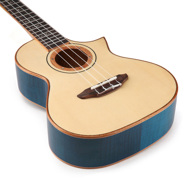 Mr.mai MD-T Blue Ukulele Tenor 26 inches Solid Spruce Gloss Finish With Hard Case (Can beinstalled Pick-up/EQ,electro connect to the AMP). )