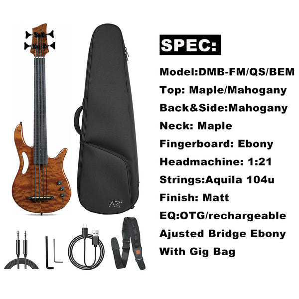Travel Mini Bass Guitar 31.6 Inches Digital Pick Up 4 strings With Bag,strap,line