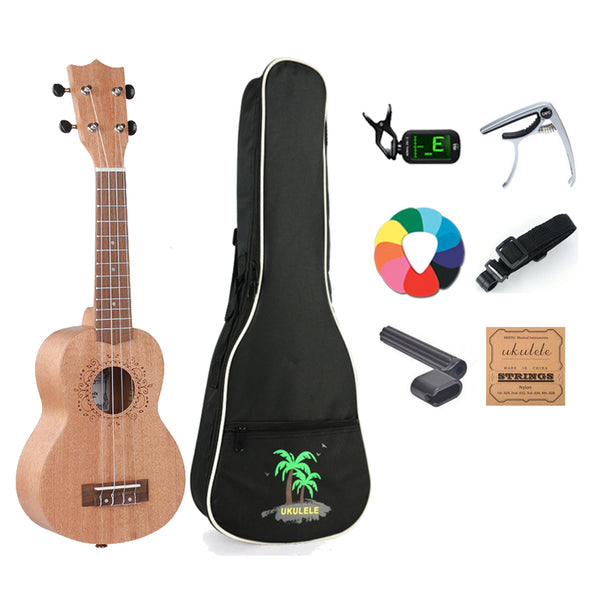 Soprano/Concert/Tenor Ukulele  21/23/26 Inch Mahogany With Bag,tuner,strap,capo