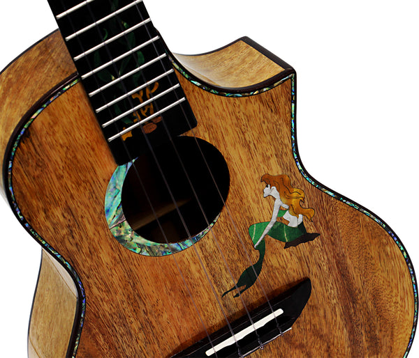 Mrmai Mermaid Ukulele Tenor Solid Mango wood Handcraft 4 Strings Gloss Finish with Hard Case