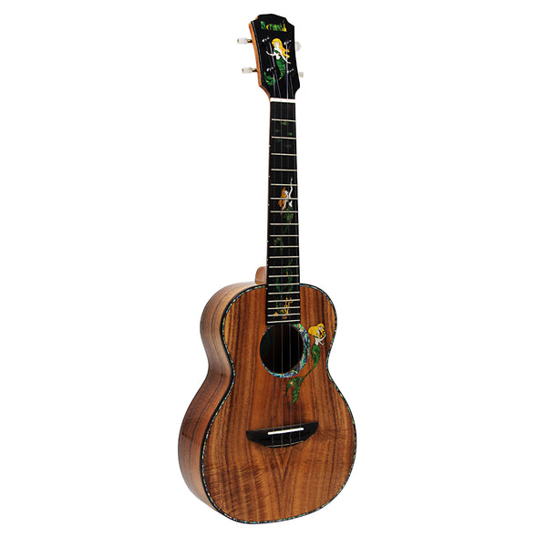 Mr.mai Mermaid Ukulele Tenor Solid Koawood Handcraft 4 Strings guitar Gloss Finish with Hard Case