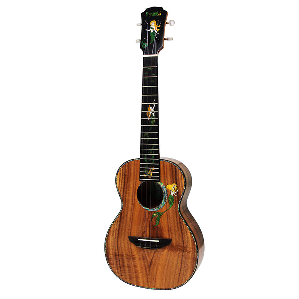 Mr.mai Mermaid Ukulele Tenor Solid Koawood Handcraft 4 Strings guitar Gloss Finish with Hard Case