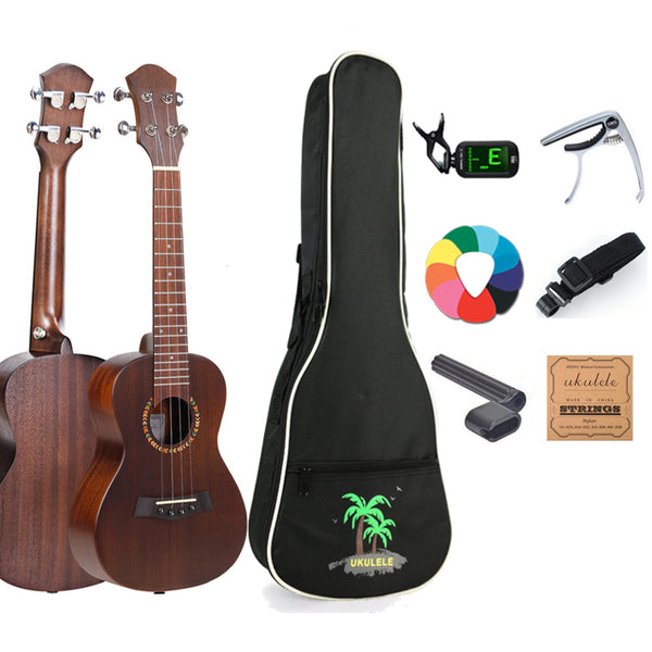 Concert/Tenor Colorful Ukulele 23/26 Inch Solid Mahogany With Bag,tuner,strap,capo