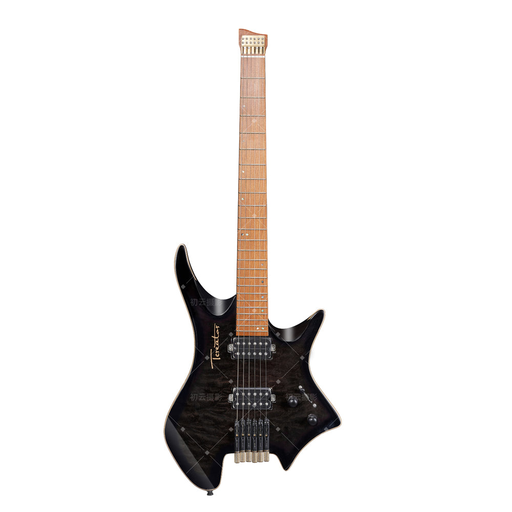 Toreator PJ-22 Electric Guitar with Black Cylindrical Bridge, Black Glossy Double Pickups