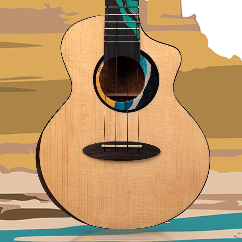 [New]Akama Concert/Tenor Solid Spruce Ukulele Gloss Finish with Bag