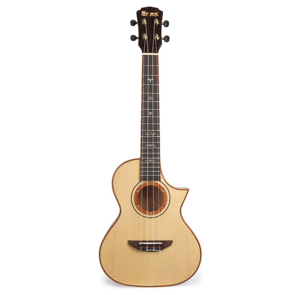 Mr.mai MD-T Blue Ukulele Tenor 26 inches Solid Spruce Gloss Finish With Hard Case (Can beinstalled Pick-up/EQ,electro connect to the AMP). )