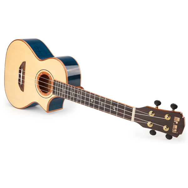 Mr.mai MD-T Blue Ukulele Tenor 26 inches Solid Spruce Gloss Finish With Hard Case (Can beinstalled Pick-up/EQ,electro connect to the AMP). )