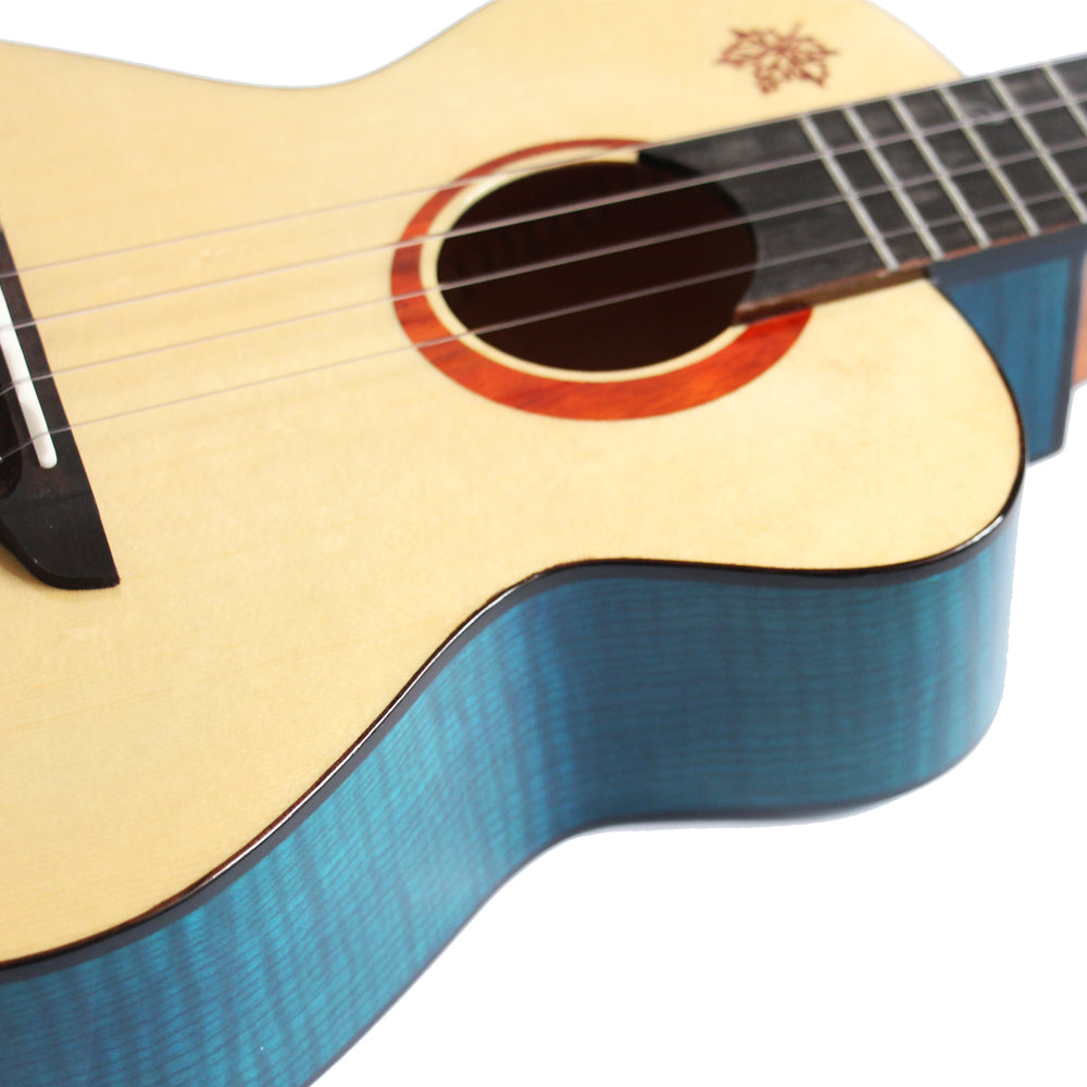 Mr.mai MD-T Blue Ukulele Tenor 26 inches Solid Spruce Gloss Finish With Hard Case (Can beinstalled Pick-up/EQ,electro connect to the AMP). )