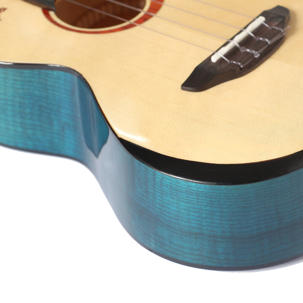 Mr.mai MD-T Blue Ukulele Tenor 26 inches Solid Spruce Gloss Finish With Hard Case (Can beinstalled Pick-up/EQ,electro connect to the AMP). )