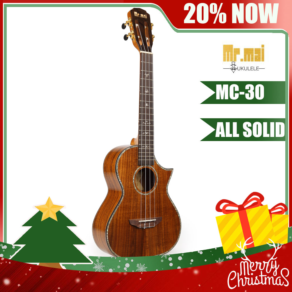 MrMai MC-30 Tenor Ukulele 26 Inch All Solid Koa wood Gloss Finish With Hard Case