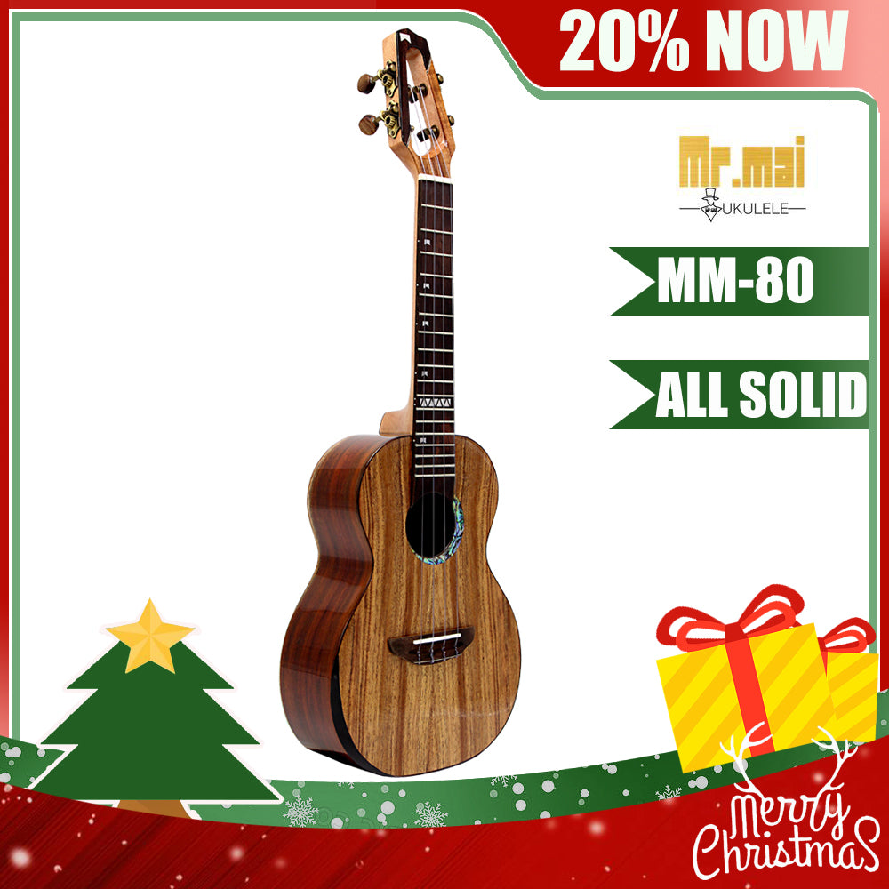 Mrmai MM80 Ukelele de concierto de 23 pulgadas de madera maciza de Koawood con estuche rígido