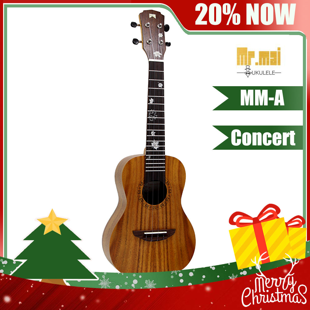 Mrmai MMA Ukulele Concert 23 Inch Ukulele Koa wood with Gig Bag,straps,capo