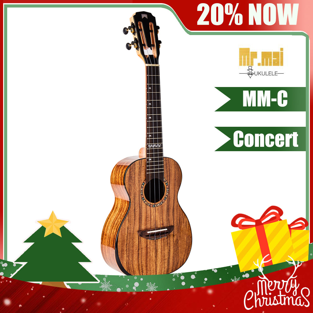 Mrmai MM-C Konzert 23 Zoll Ukulele Massives Koa Holz Hochglanzfinish mit Gig Bag