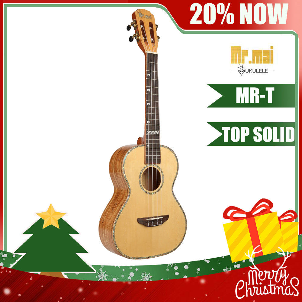 MrMai MR-T Tenor Ukulele 26 inch Solid Spruce Ukulele with Gig bag Gloss Finish Free shipping