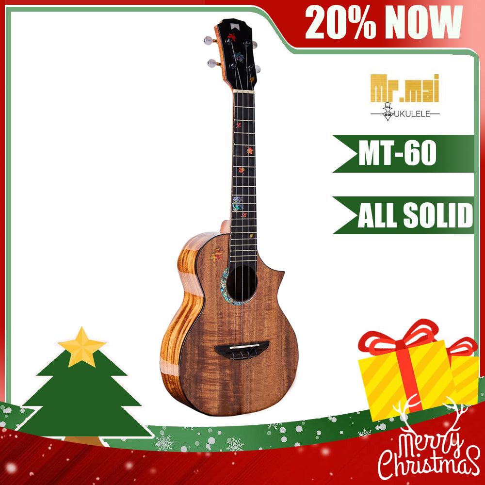 MrMai Ukulele MT-60 Tenor Solid Koawood Handcraft 4 Strings guitar Gloss Finish With Hardcase