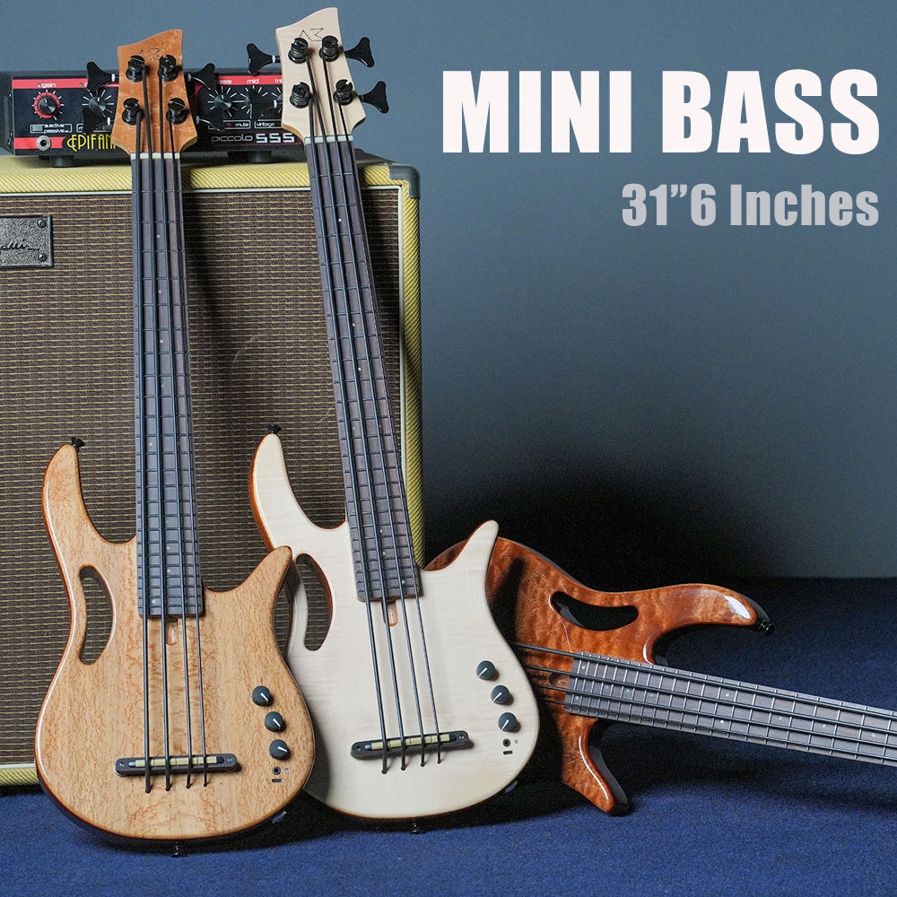 Travel Mini Bass Guitar 31.6 Inches Digital Pick Up 4 strings With Bag ...