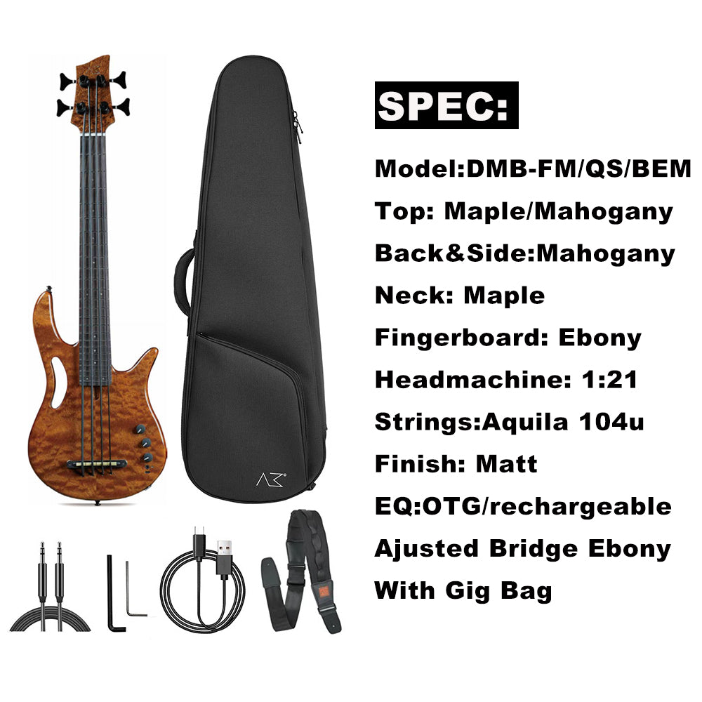 Travel Mini Bass Guitar 31.6 Inches Digital Pick Up 4 strings With Bag,strap,line