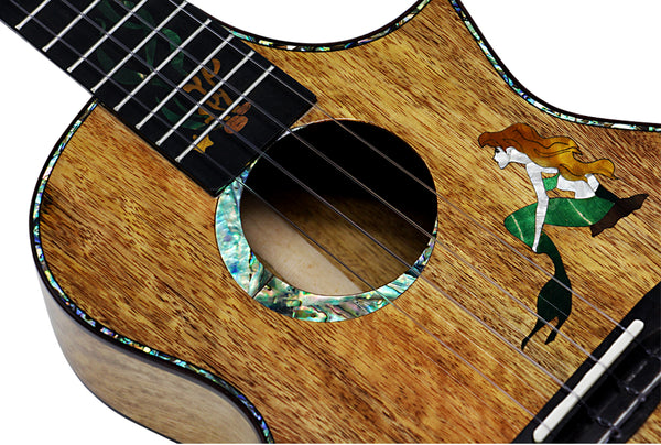Mrmai Mermaid Ukulele Tenor Solid Mango wood Handcraft 4 Strings Gloss Finish with Hard Case