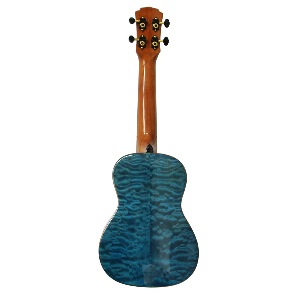 MrMai MD-C Concert Blue Ukulele Solid Spruce Gloss Finish With Hard Case
