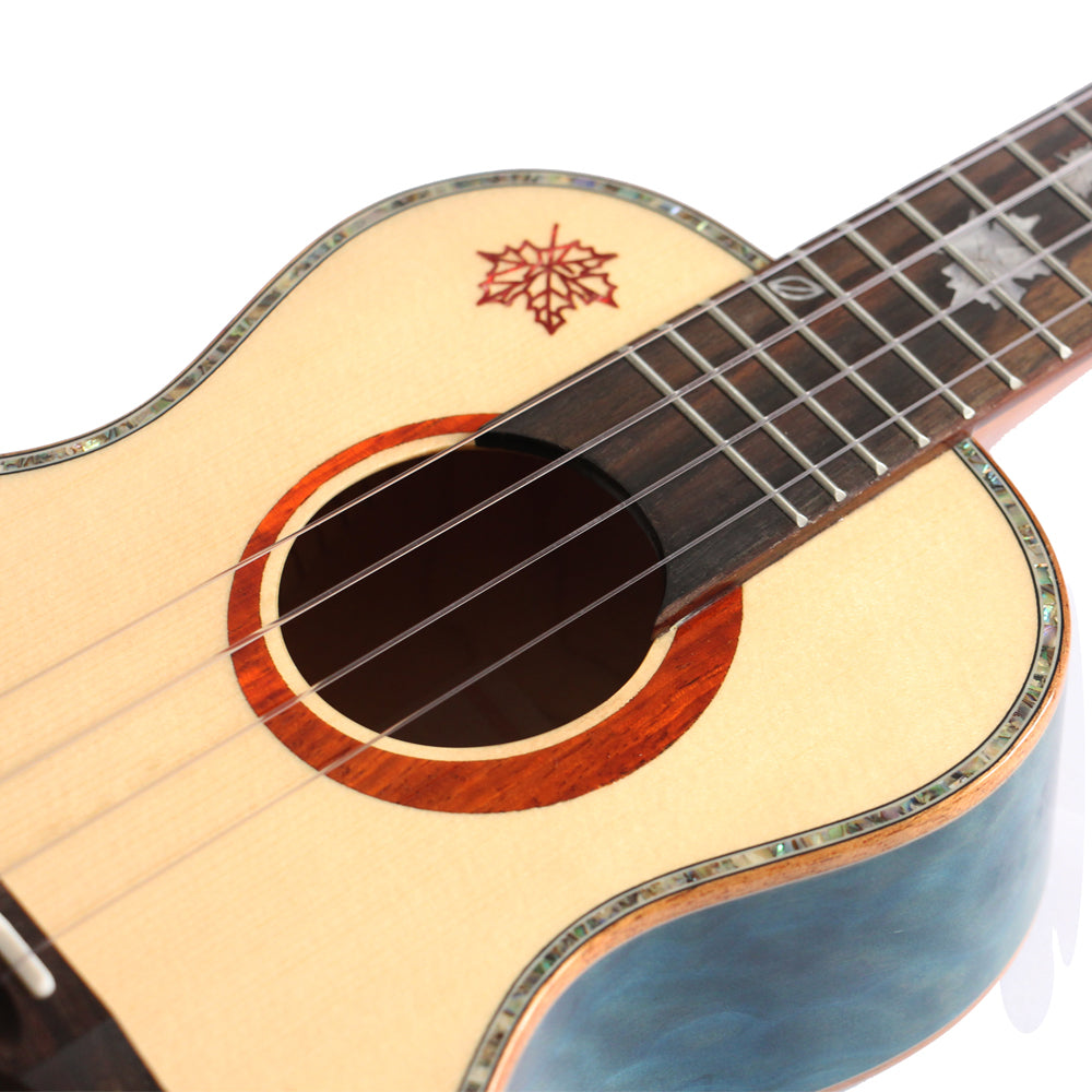 MrMai MD-C Concert Blue Ukulele Solid Spruce Gloss Finish With Hard Case