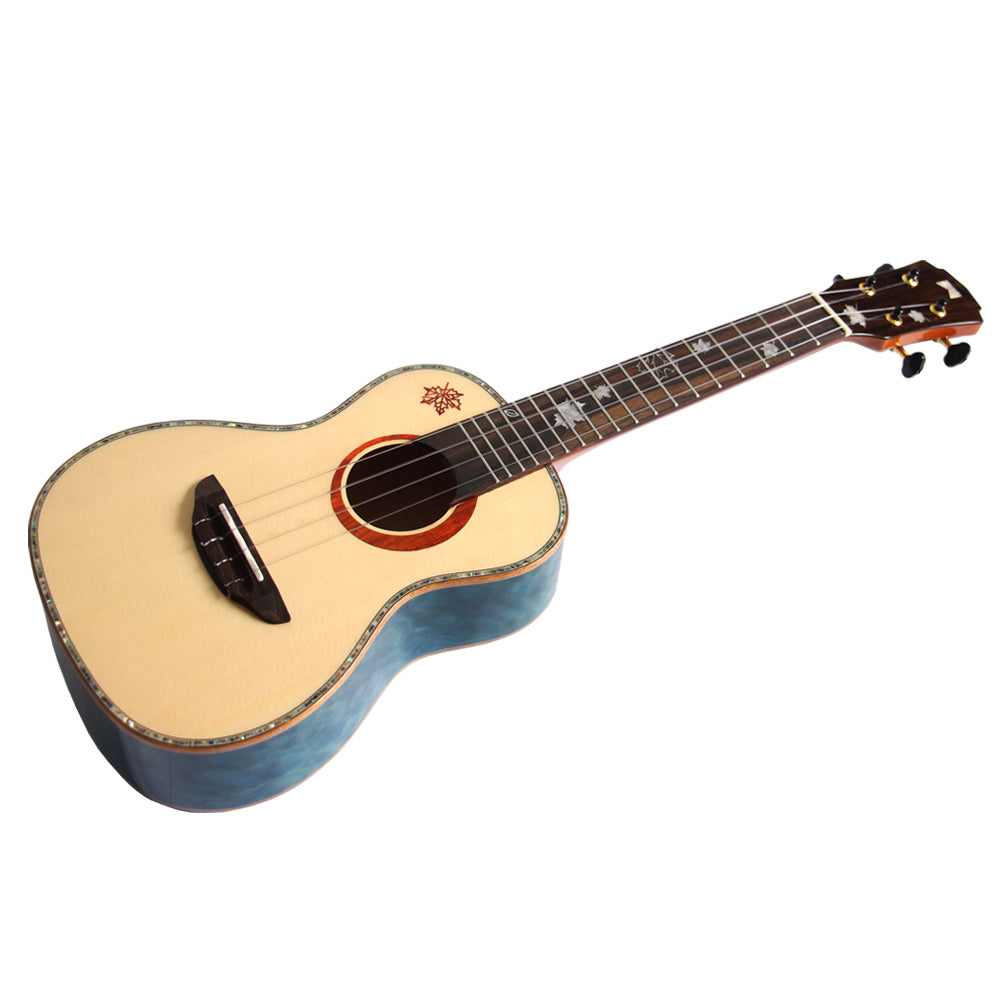MrMai MD-C Concert Blue Ukulele Solid Spruce Gloss Finish With Hard Case