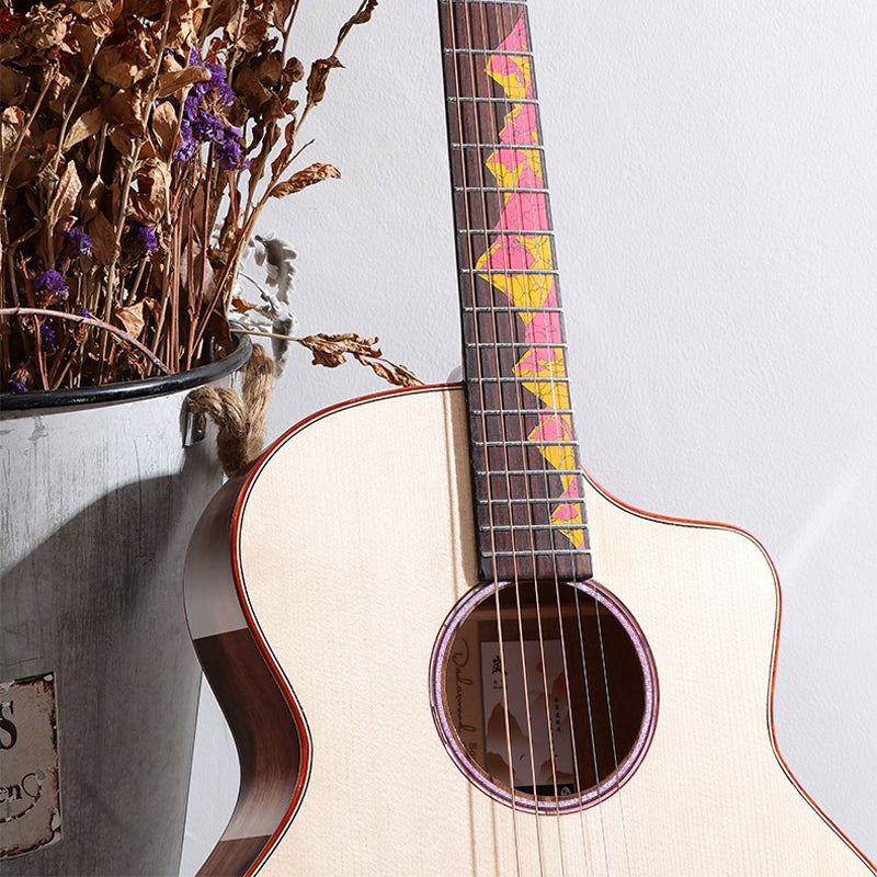 Top Solid Spruce 41 Inches Acoustic Guitar with Accessories Gloss Finish