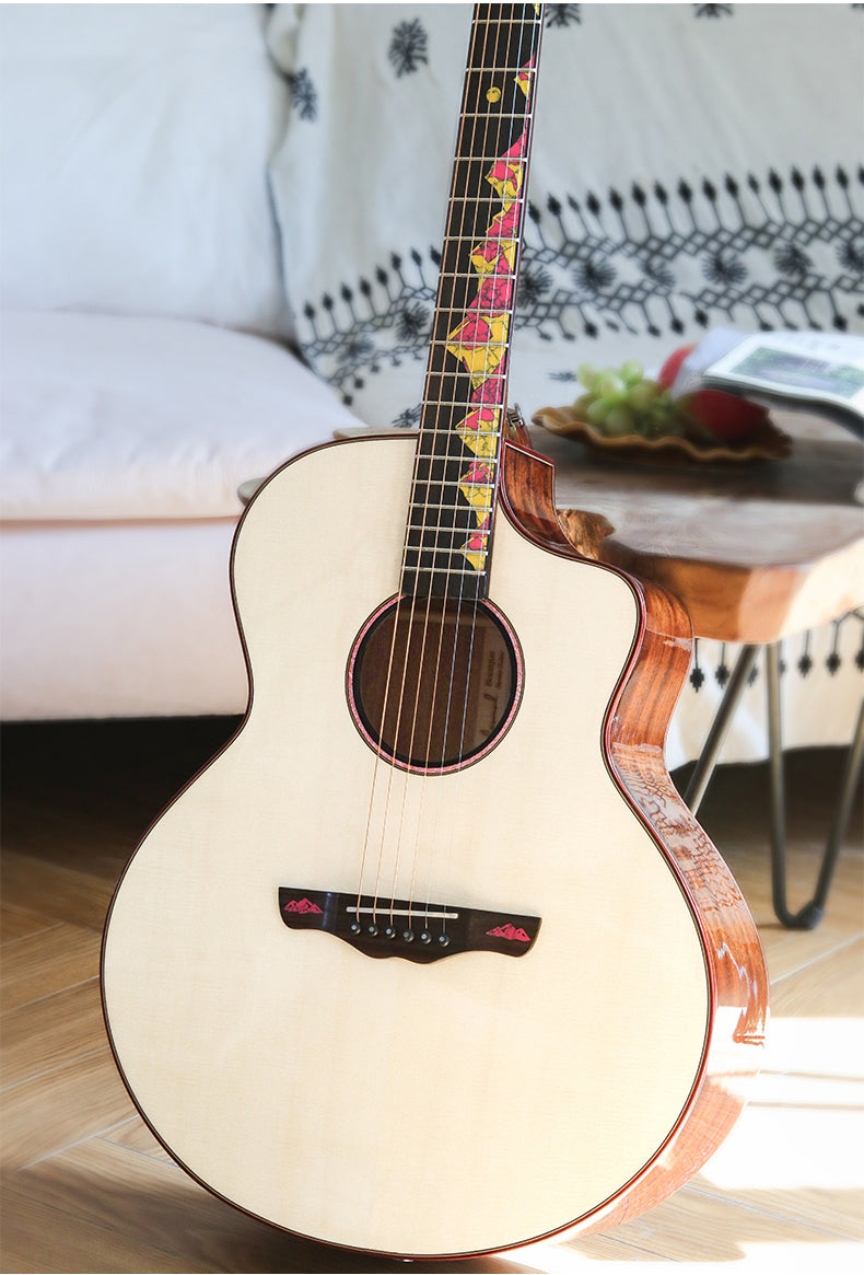 Top Solid Spruce 41 Inches Acoustic Guitar with Accessories Gloss Finish