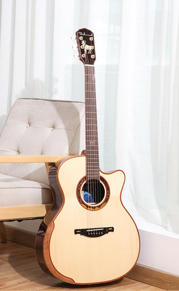 Twelve Constellations Top Solid Spruce 41 Inches Acoustic Guitar with Accessories Gloss Finish