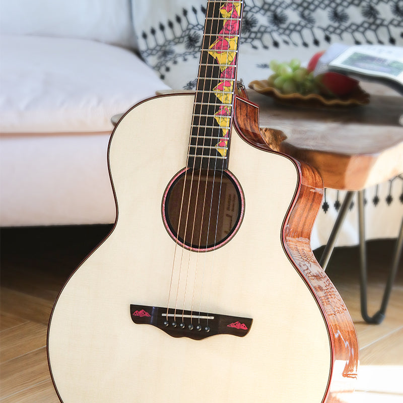 Top Solid Spruce 41 Inches Acoustic Guitar with Accessories Gloss Finish