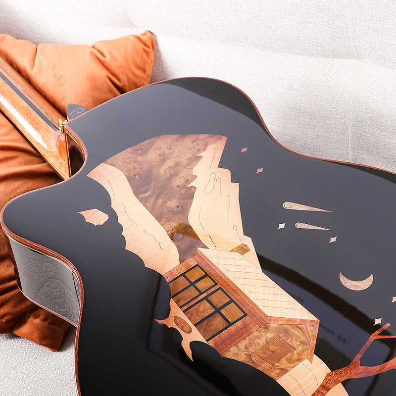 Twelve Constellations Top Solid Spruce 41 Inches Acoustic Guitar with Accessories Gloss Finish