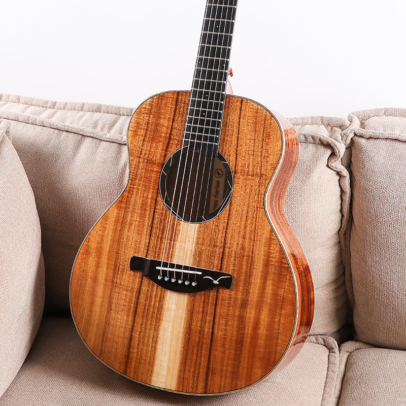 All Solid Koa 36 Inches Travel Guitar with Accessories Gloss Finish