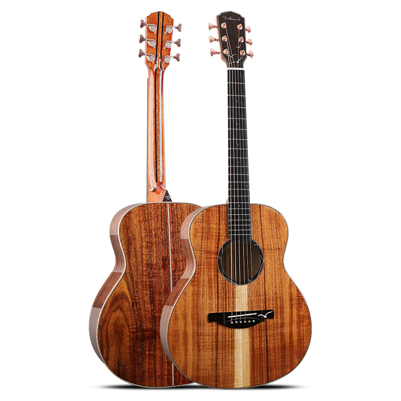 All Solid Koa 36 Inches Travel Guitar with Accessories Gloss Finish