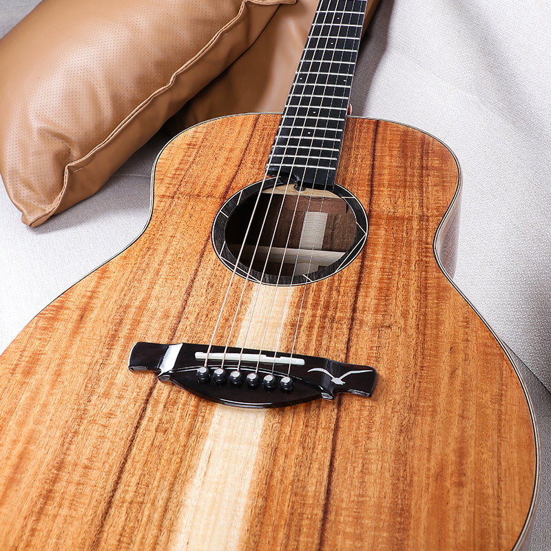 All Solid Koa 36 Inches Travel Guitar with Accessories Gloss Finish