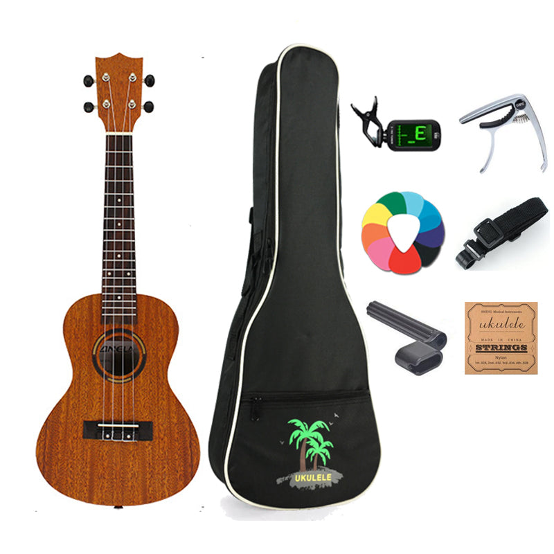 Soprano/Concert/Tenor Ukulele  21/23/26 Inch Mahogany With Bag,tuner,strap,capo