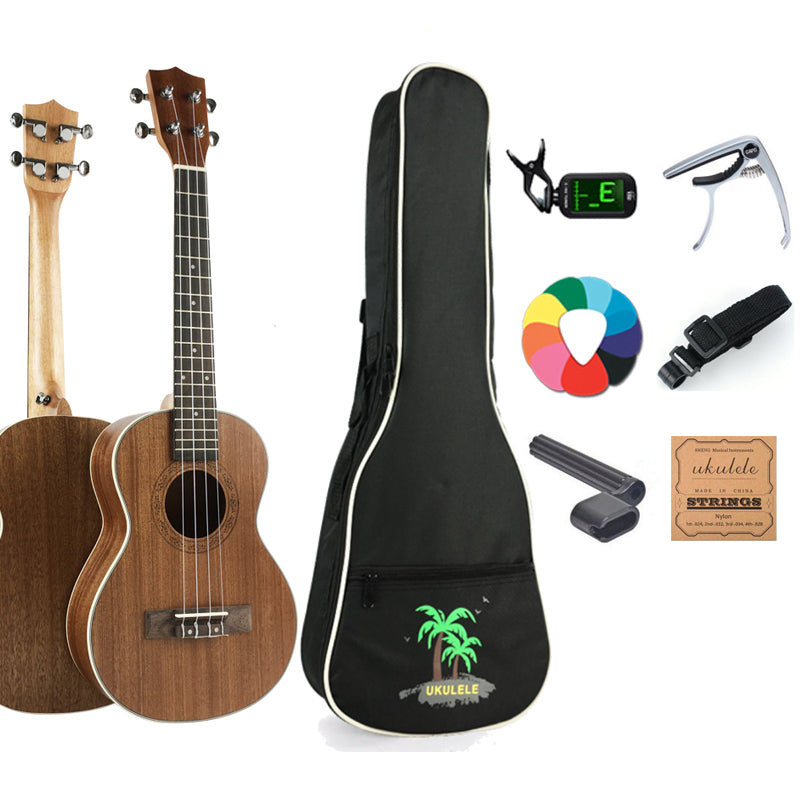 Soprano/Concert/Tenor Ukulele  21/23/26 Inch Mahogany With Bag,tuner,strap,capo