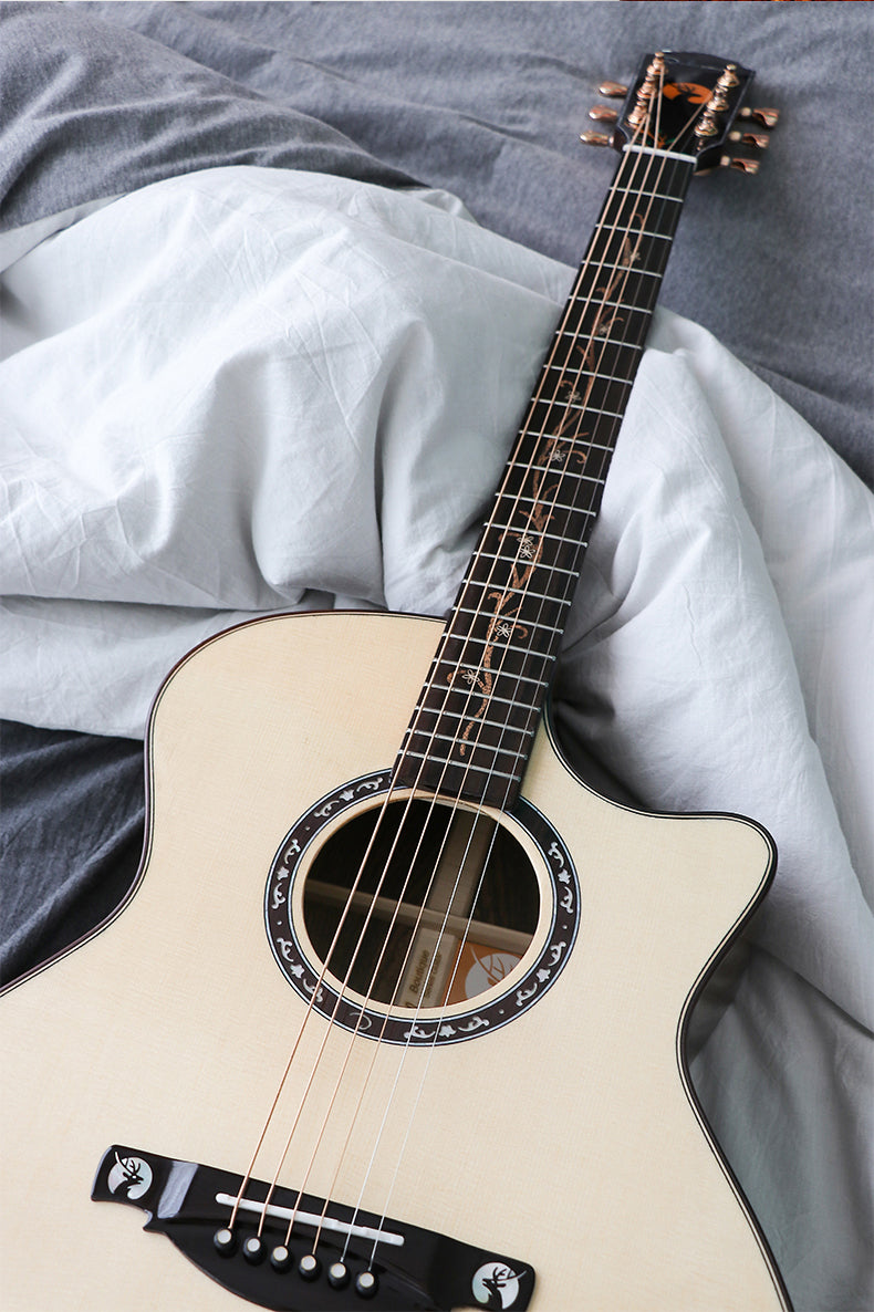 Top Solid Spruce 40/41 Inches Acoustic Guitar with Accessories Gloss Finish