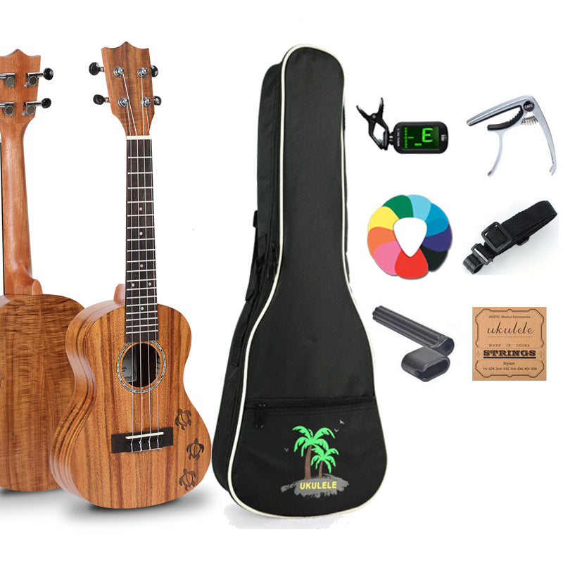 Soprano/Concert/Tenor Ukulele 21/23/26 Inch Acacia wood With Bag,tuner,strap,capo