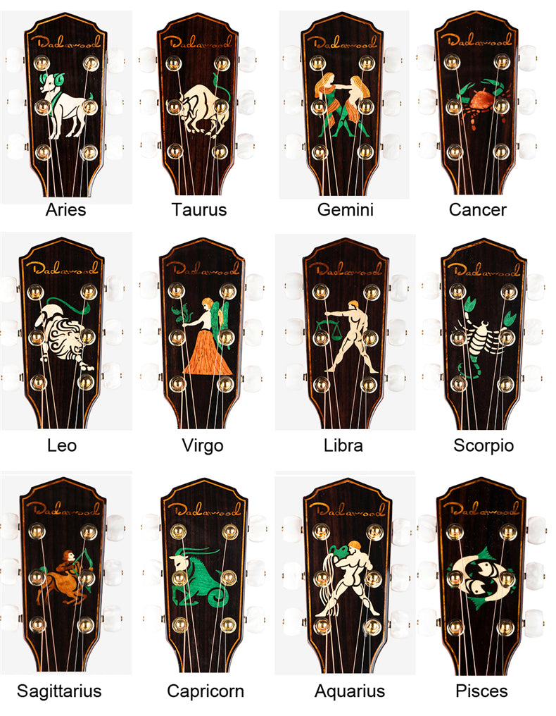 Twelve Constellations Top Solid Spruce 41 Inches Acoustic Guitar with Accessories Gloss Finish