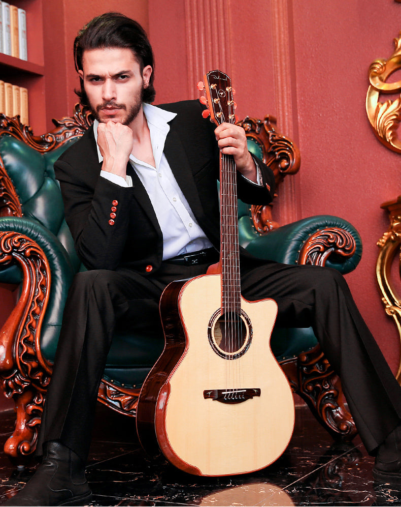 All Solid Spruce/Pine 41 Inches Acoustic Guitar with Armrest Gloss Finish