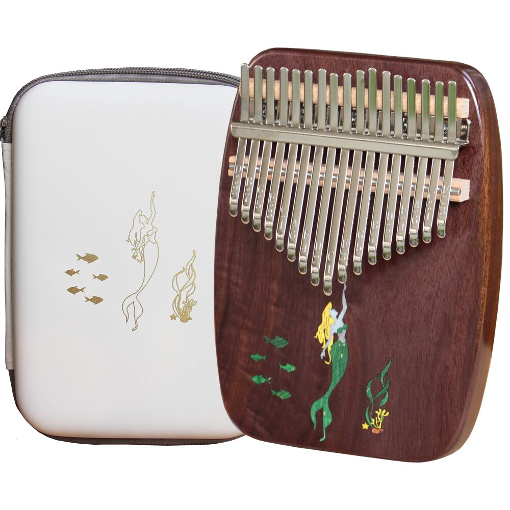 MrMai Mermaid Kalimba Thumb Piano 17 Keys, Portable Mbira Finger Piano Gifts for Kids and Adults Beginners Professional
