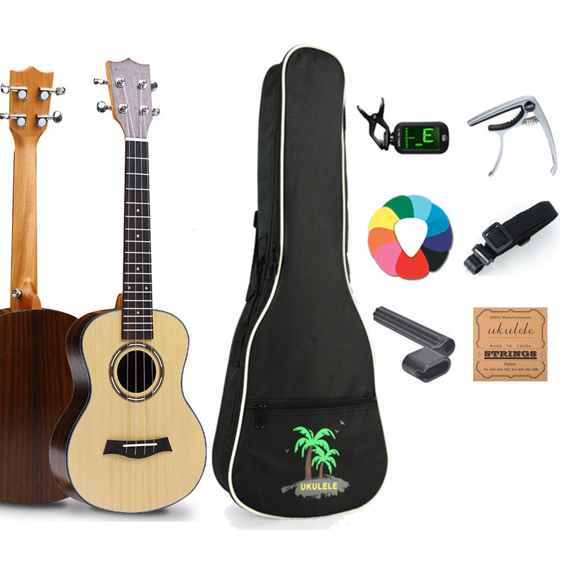Concert/Tenor Ukulele 23/26 Inch Solid Spruce With Bag,tuner,strap,capo